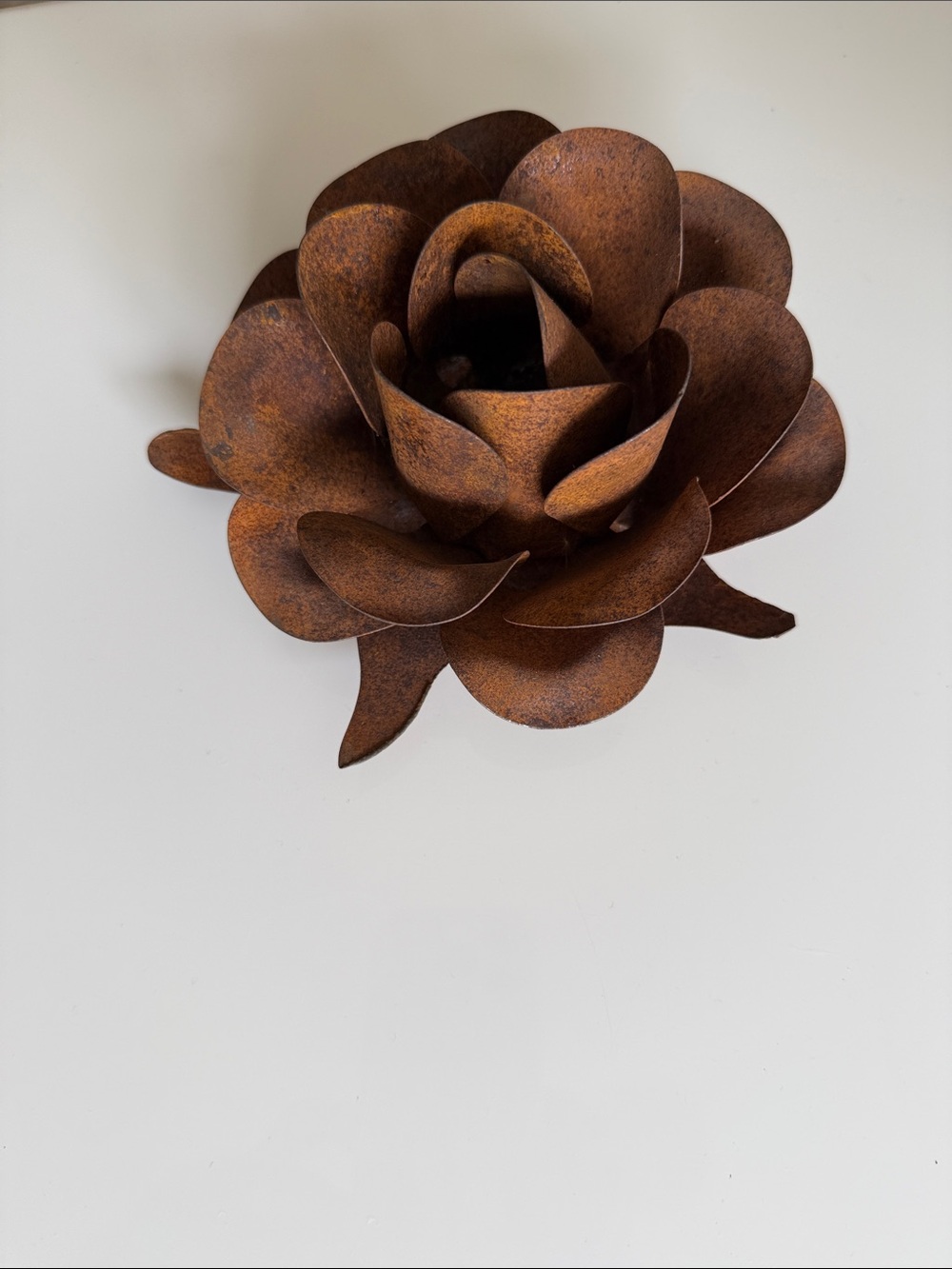 Rust Brown Metal Flower Decorative Home Accent